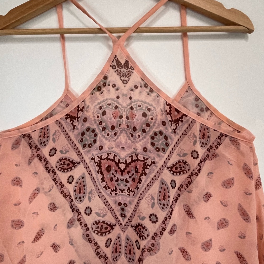 Vocal Peach Sheer Embellished Top EUC Size M